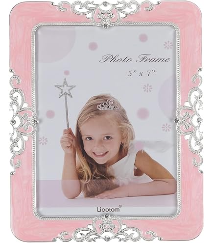 フォトフレーム   PICTURE FRAMES Amazon.com - Licotom Pink Enamel Picture Frame Metal with